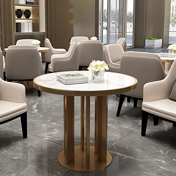 HUAYIN Round Dining Table Set for 4, Dining Table Set with 4 Upholstered Chairs | Small Dining Table Set for Small Spaces Kitchen Modern Home for Cafe Restaurant,White