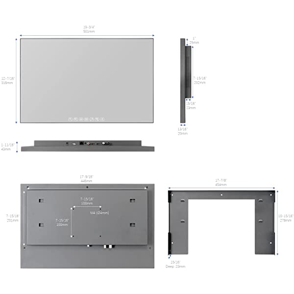 Elecsung 22 inch Bathroom TV Luxury Smart Mirror TV IP66 Waterproof Full HD HDTV(ATSC) Tuner Wi-fi & Bluetooth (22'' (Touch Keys), Mirror) 22'' (Touch Keys) Mirror