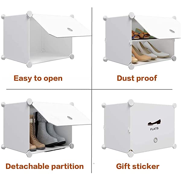 KOUSI Portable Shoe Rack Organizer 24 Pair Tower Shelf Storage Cabinet Stand Expandable for Heels, Boots, Slippers, 6 Tier White 32