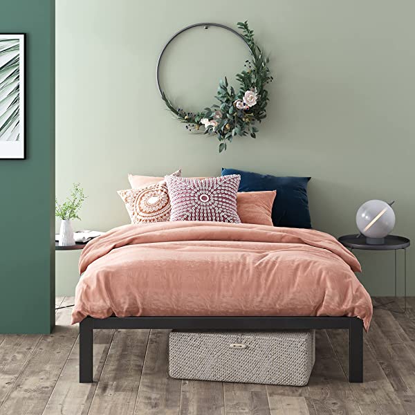 ZINUS Mia Metal Platform Bed Frame / Wood Slat Support / No Box Spring Needed / Easy Assembly, Black, Full Standard Full Black