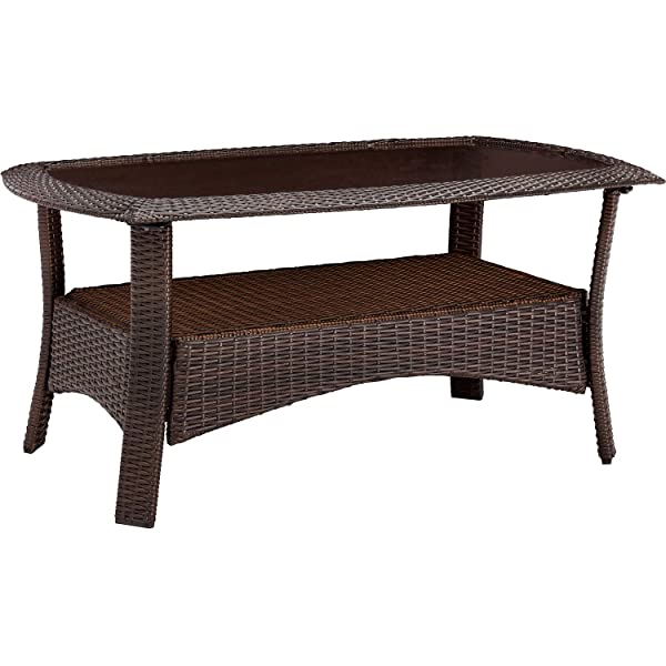 Hanover Strathmere 6-Piece Outdoor Patio Conversation Set, 2 Side Chairs with Ottomans, Loveseat and Tempered Glass Coffee Table, with Hand-Woven Wicker and Thick Cilantro Green Cushions, STRATHMERE6PC