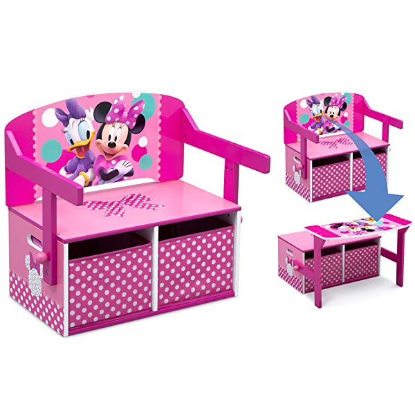 Delta Children MySize Kids Convertible Activity Bench, Bianca White Bianca White MySize