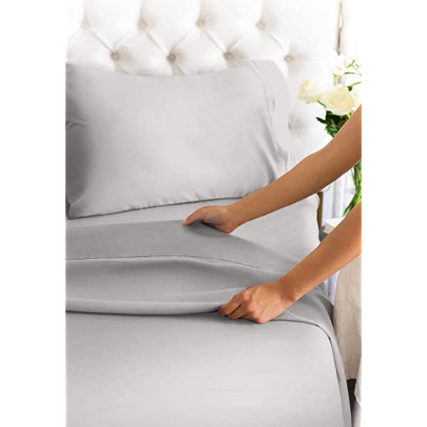 Queen Size Sheet Set - 4 Piece - Hotel Luxury Bed Sheets - Extra Soft - Deep Pockets - Easy Fit - Breathable & Cooling Sheets - Wrinkle Free - Comfy – Dark Grey Bed Sheets - Queens Sheets – 4 PC Queen Grey