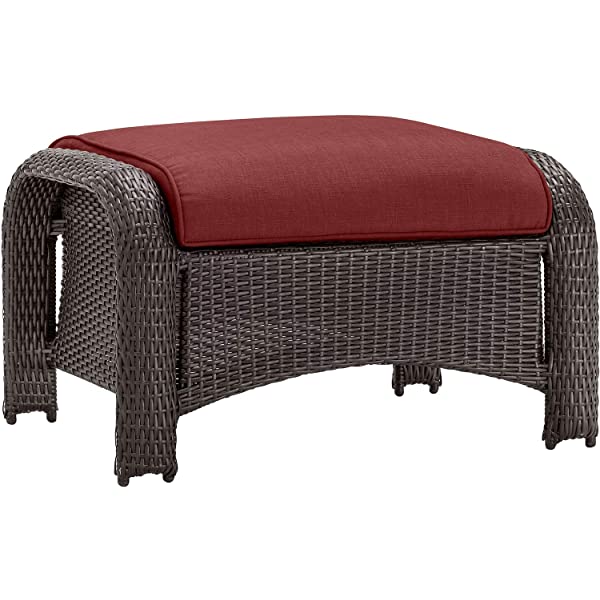 Hanover Strathmere 6-Piece Outdoor Patio Conversation Set, 2 Side Chairs with Ottomans, Loveseat and Tempered Glass Coffee Table, with Hand-Woven Wicker and Thick Cilantro Green Cushions, STRATHMERE6PC