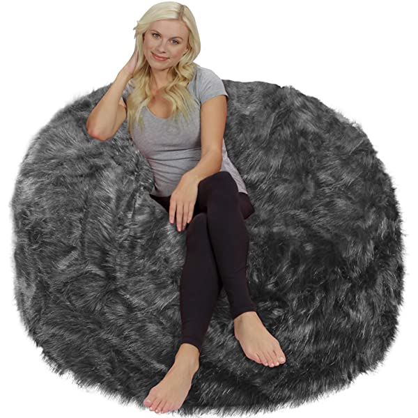 Chill Sack Bean Bag Chair: Giant 5' Memory Foam Furniture Bean Bag - Big Sofa with Soft Micro Fiber Cover - Navy Microsuede - Navy