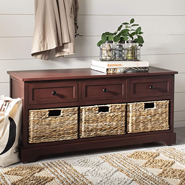 Safavieh American Homes Damien 3-Drawer Storage Unit, Dark Cherry