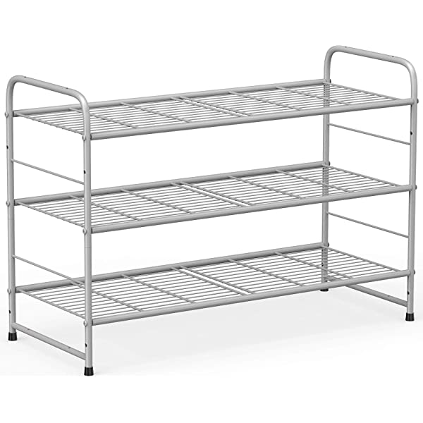 AULEDIO 3-Tier Shoe Rack, Stackable and Adjustable Multi-Function Wire Grid Shoe Organizer Storage, Extra Large Capacity, Space Saving, Fits Boots, High Heels, Slippers and More (Bronze) 3-Tier Bronze