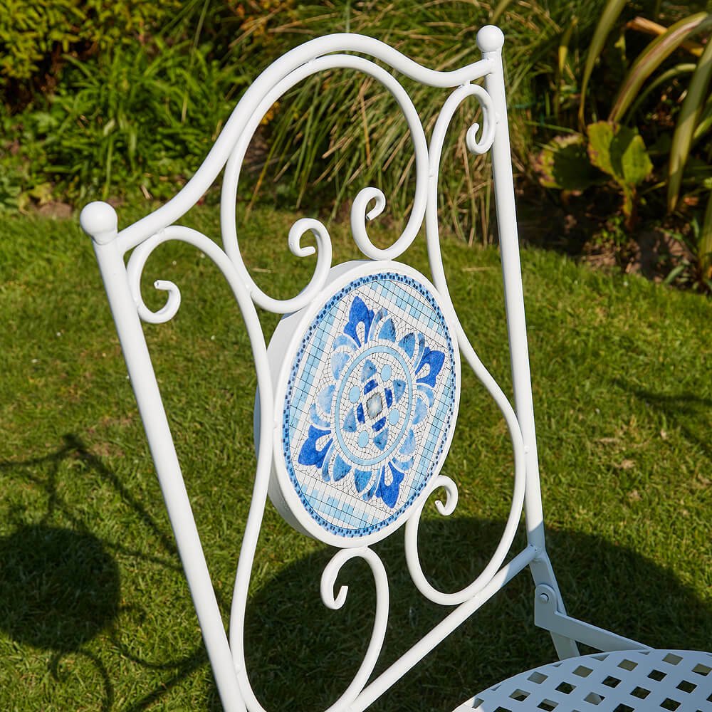 Mosaic Bistro Set Outdoor Patio Garden Furniture Table and 2 Chairs Metal Frame