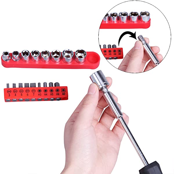 CARTMAN 148Piece Tool Set General Household Hand Tool Kit with Plastic Toolbox Storage Case Socket and Socket Wrench Sets Red