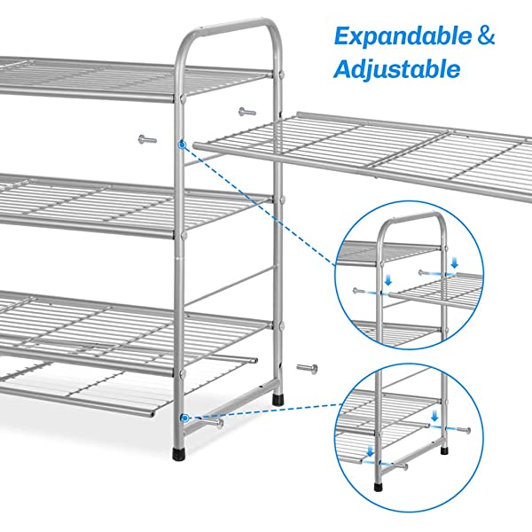 AULEDIO 3-Tier Shoe Rack, Stackable and Adjustable Multi-Function Wire Grid Shoe Organizer Storage, Extra Large Capacity, Space Saving, Fits Boots, High Heels, Slippers and More (Bronze) 3-Tier Bronze