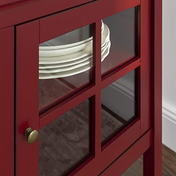 Walker Edison Charlotte Classic Glass Door Storage Buffet, 52 Inch, Espresso Espresso 52 Inch