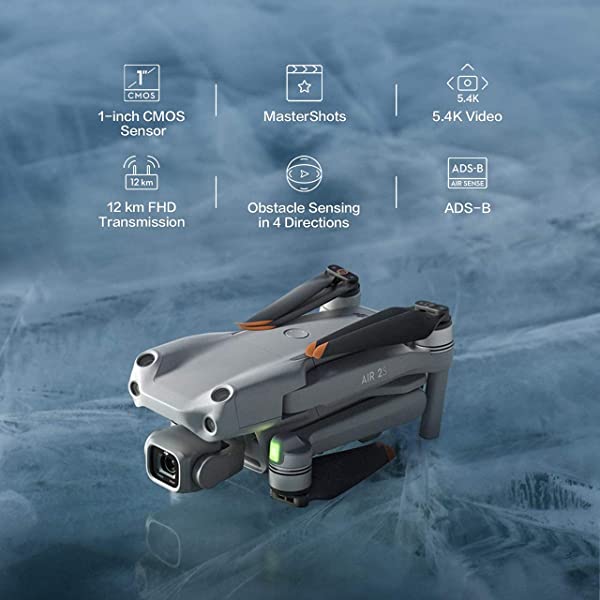 DJI Air 2S - Drone Quadcopter UAV with 3-Axis Gimbal Camera, 5.4K Video, 1-Inch CMOS Sensor, 4 Directions of Obstacle Sensing, 31-Min Flight Time, Max 7.5-Mile Video Transmission, MasterShots, Gray (Renewed)