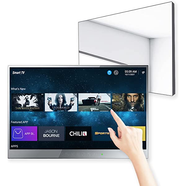Elecsung 22 inch Bathroom TV Luxury Smart Mirror TV IP66 Waterproof Full HD HDTV(ATSC) Tuner Wi-fi & Bluetooth (22'' (Touch Keys), Mirror) 22'' (Touch Keys) Mirror
