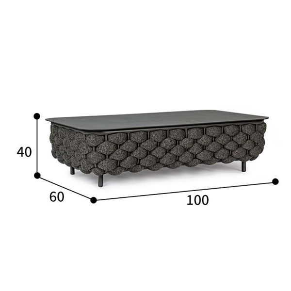 Outdoor sofa courtyard sun protection leisure garden villa rope woven tea table