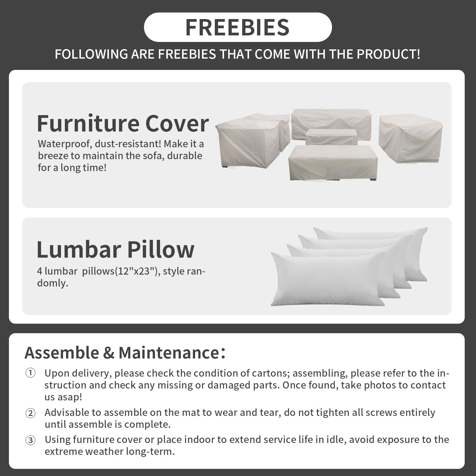 【Furniture】Patio Wicker Furniture Set 7 Pcs Outdoor PE Rattan Conversation Couch Sectional Chair Sofa Set