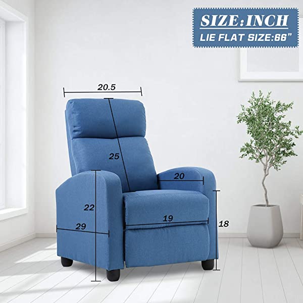 Recliner Chair for Living Room Massage Recliner Sofa Reading Chair Winback Single Sofa Home Theater Seating Modern Reclining Chair Easy Lounge with PU Leather Padded Seat Backrest (Brown)