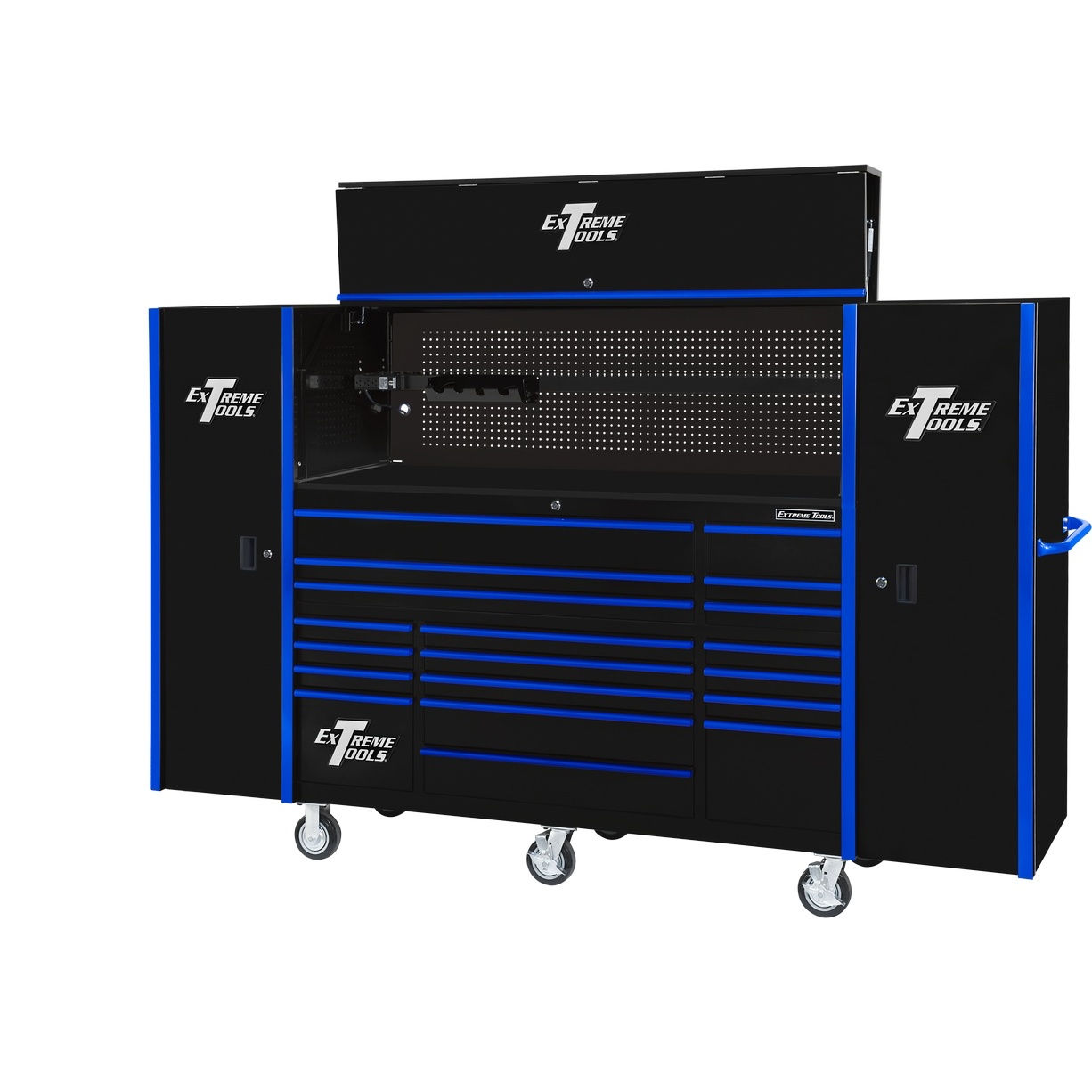 used toolboxExtreme Tools 72 x 25 19 Drawers Roller, Hutch & 2 Side Lockers Combo