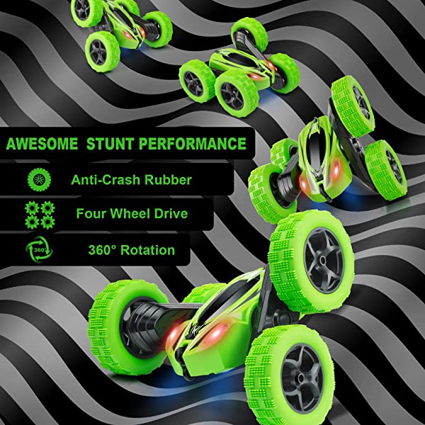 ORRENTE RC Cars Stunt Car Toy Remote Control Car, Offroad Remote Control Monster Trucks 4WD 2.4Ghz RC Rock Crawler with Headlights, Double Sided 360° Flips RC Car Toys Gift for Kids Boys Girls (Red)