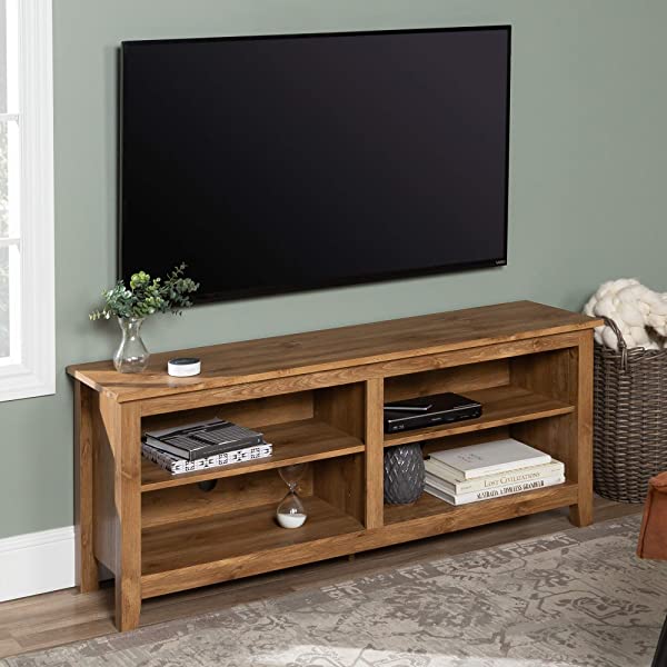 Walker Edison Wren Classic 4 Cubby TV Stand for TVs up to 65 Inches, 58 Inch, Black Black 58 InchTV Stand