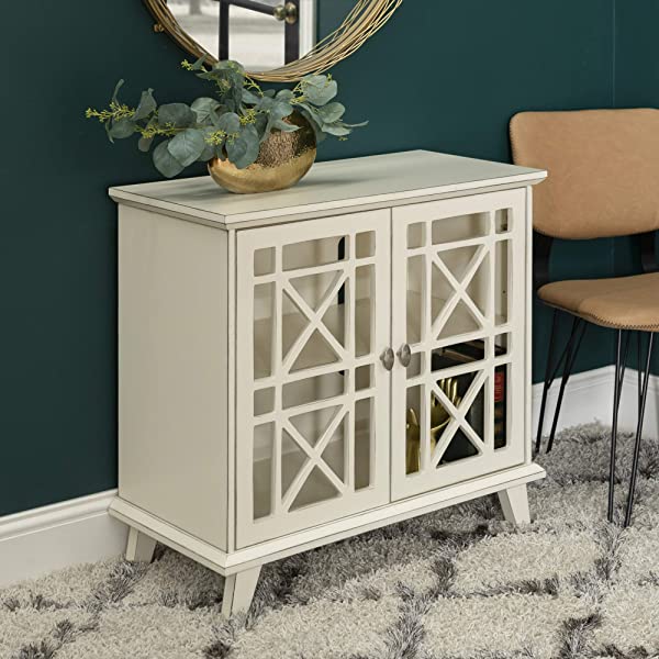 Walker Edison Charlotte Classic Glass Door Storage Buffet, 52 Inch, Espresso Espresso 52 Inch