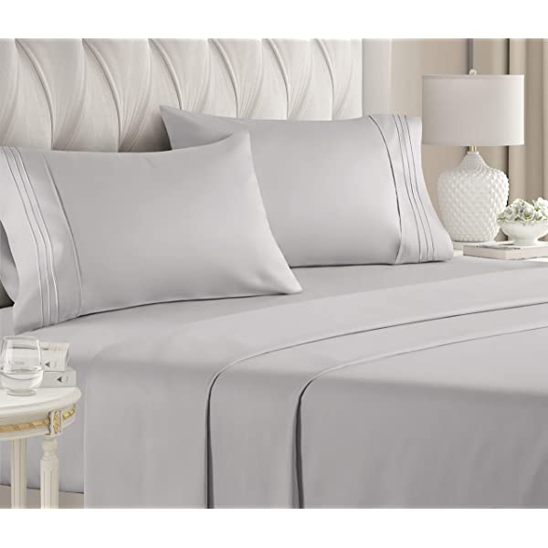 Queen Size Sheet Set - 4 Piece - Hotel Luxury Bed Sheets - Extra Soft - Deep Pockets - Easy Fit - Breathable & Cooling Sheets - Wrinkle Free - Comfy – Dark Grey Bed Sheets - Queens Sheets – 4 PC Queen Grey