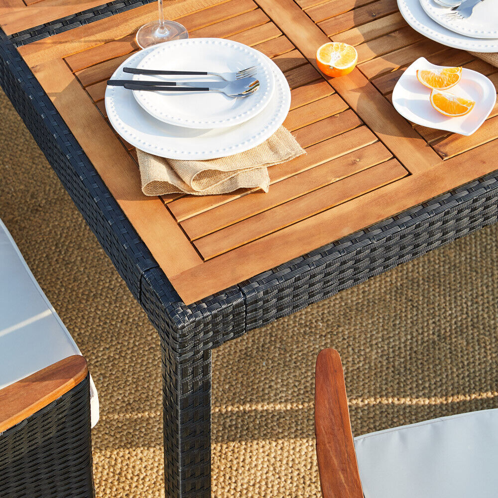 【Home&Garden】Salon de jardin en polyrotin Ensemble de jardin 8 personnes table et chaises