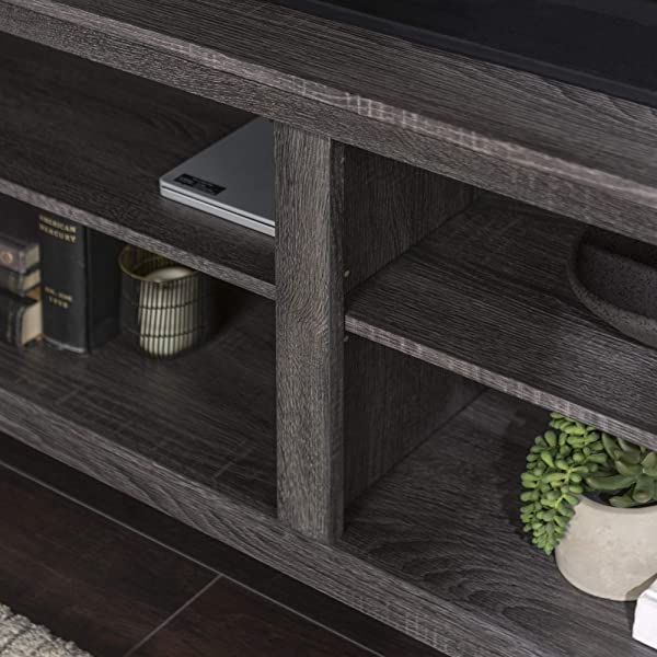 Walker Edison Wren Classic 4 Cubby TV Stand for TVs up to 65 Inches, 58 Inch, Black Black 58 InchTV Stand