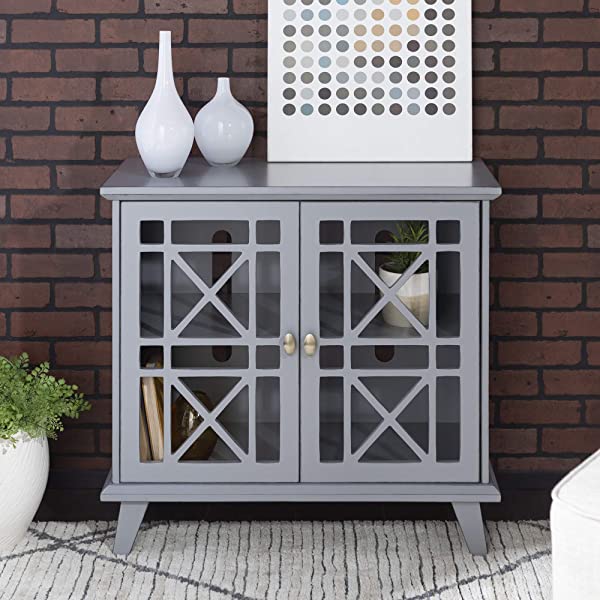 Walker Edison Charlotte Classic Glass Door Storage Buffet, 52 Inch, Espresso Espresso 52 Inch