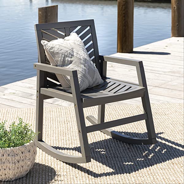 Walker Edison 5 Person Outdoor Wood Chevron Patio Furniture Dining Set Table Chairs Bench All Weather Backyard Conversation Garden Poolside Balcony, 4 Piece, Brown Brown 4 Piece Dining Set