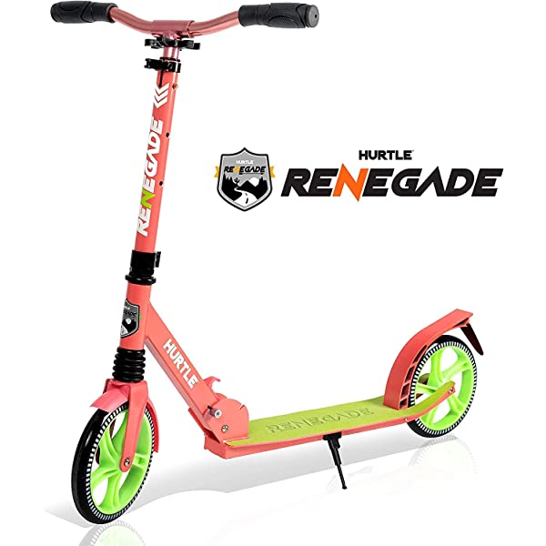 Hurtle Scooter – Scooter for Teenager – Kick Scooter – 2 Wheel Scooter with Adjustable T-Bar Handlebar – Folding Adult Kick Scooter with Alloy Anti-Slip Deck Pink