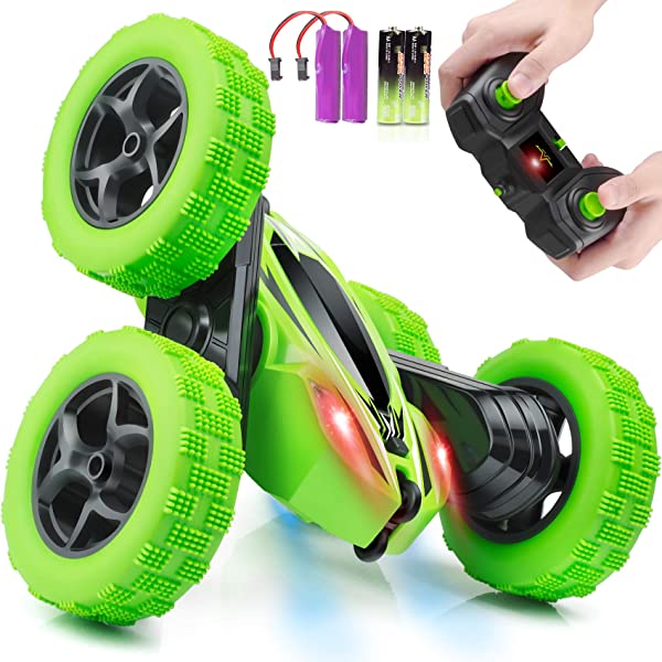 ORRENTE RC Cars Stunt Car Toy Remote Control Car, Offroad Remote Control Monster Trucks 4WD 2.4Ghz RC Rock Crawler with Headlights, Double Sided 360° Flips RC Car Toys Gift for Kids Boys Girls (Red)
