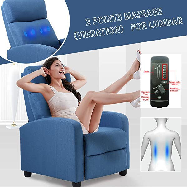 Recliner Chair for Living Room Massage Recliner Sofa Reading Chair Winback Single Sofa Home Theater Seating Modern Reclining Chair Easy Lounge with PU Leather Padded Seat Backrest (Brown)