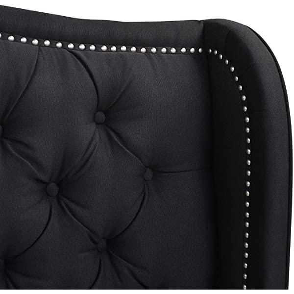 Jennifer Taylor Home Marcella Collection Queen Wingback Tufted Hand-Applied Nail Heads Upholstered Bed, Antique White Antique White Queen