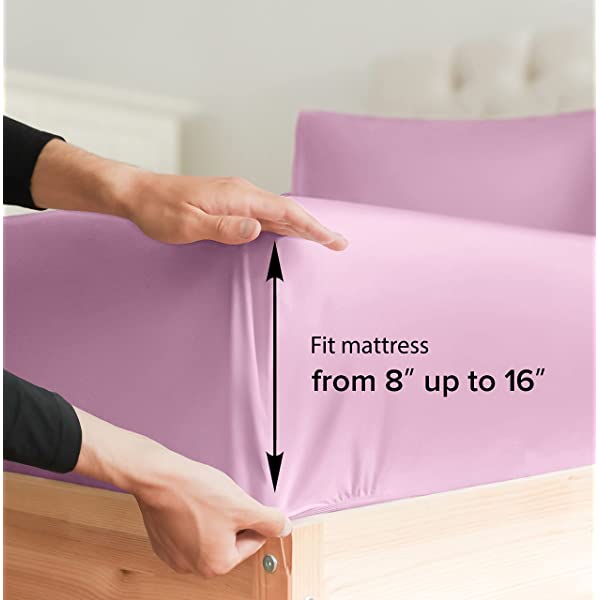 Queen Fitted Sheet - Single Fitted Deep Pocket Sheet - Fits Mattress Perfectly - Soft Wrinkle Free Sheet - 1 Fitted Sheet Only – Light Pink Queen Light Pink