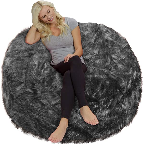 Chill Sack Bean Bag Chair: Giant 5' Memory Foam Furniture Bean Bag - Big Sofa with Soft Micro Fiber Cover - Navy Microsuede - Navy