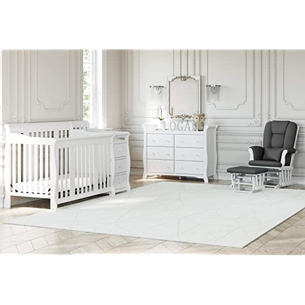 Storkcraft Tuscany Custom Glider and Ottoman with Free Lumbar Pillow, Black/Grey, Cleanable Upholstered Comfort Rocking Nursery Chair with Ottoman Black/Gray