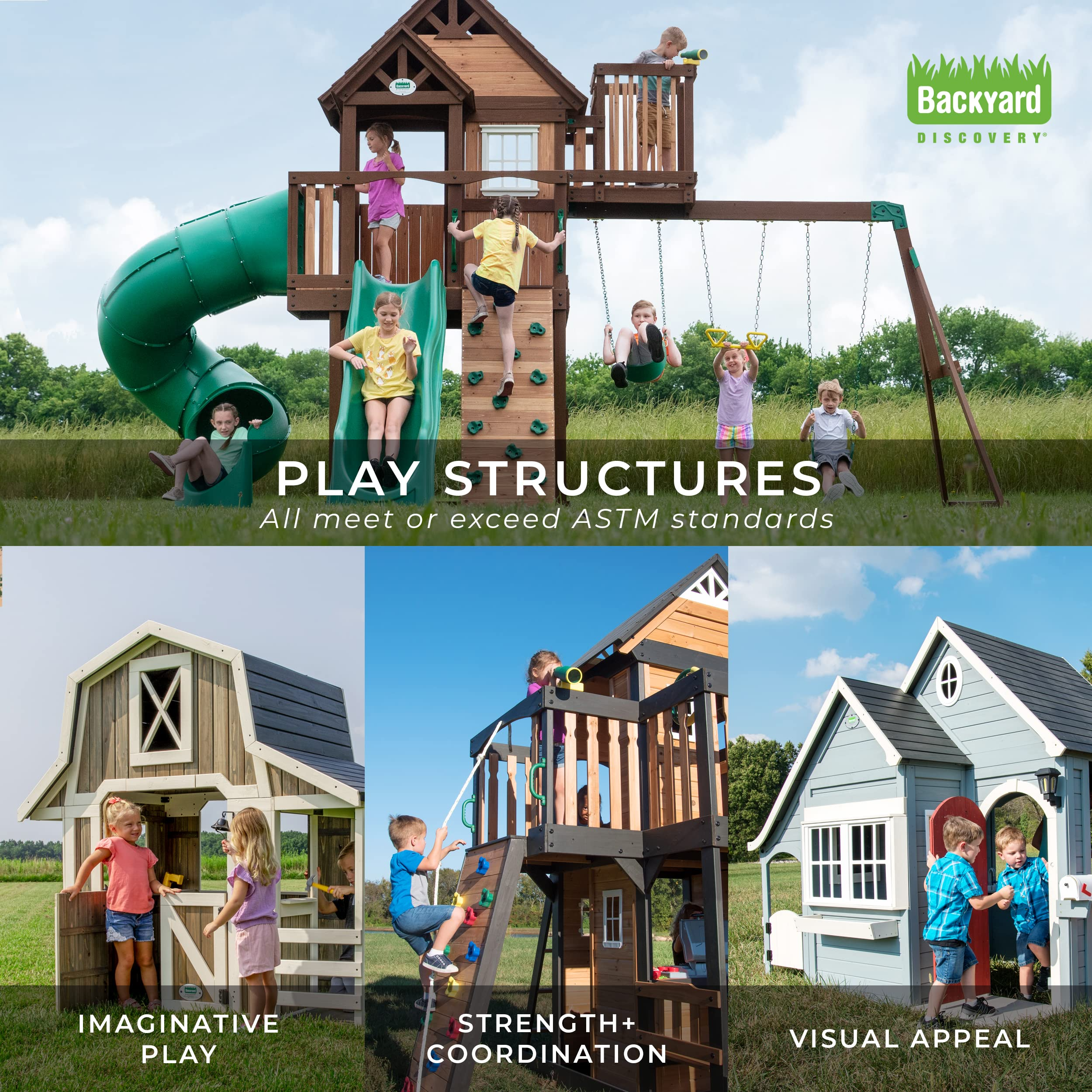 Woodridge Elite All Cedar Wood Swing Set, Upper and Lower Deck, Sandbox, Vented Tunnel