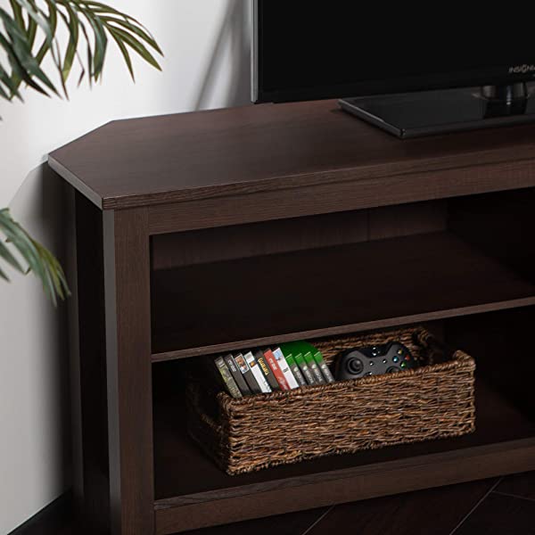 Walker Edison Wren Classic 4 Cubby TV Stand for TVs up to 65 Inches, 58 Inch, Black Black 58 InchTV Stand