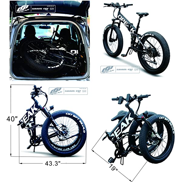 Opeak Ebike Foldable Electric Bike 750W High Speed Motor, 12AH Removable 48V Ebike Battery, 8 Speed, 26’’4.0 Fat Tire Electric Bike Folding Ebikes for Adults, E Bikes for Women and Men UNIK - white