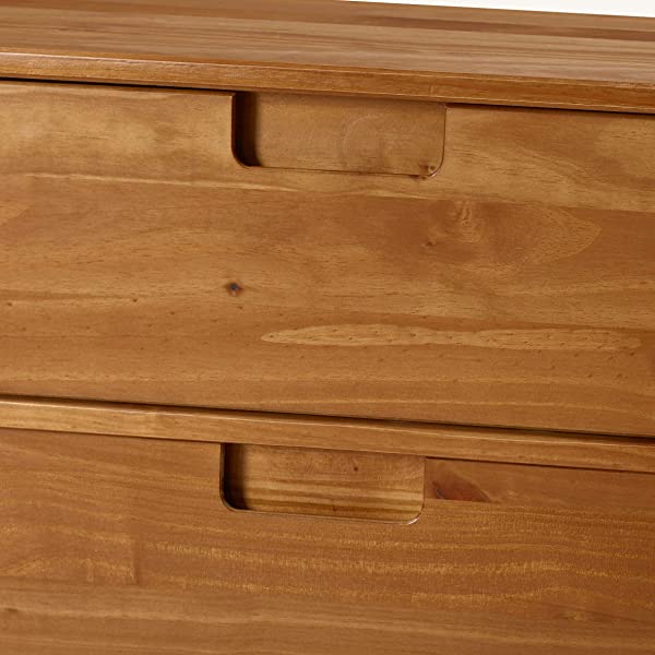 Walker Edison Mid Century Modern Grooved Handle Wood Dresser Bedroom Storage Drawer Organizer Closet Hallway, 6 Drawer, Caramel Caramel 1 pack 6 Drawer