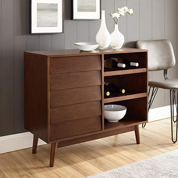 Walker Edison Charlotte Classic Glass Door Storage Buffet, 52 Inch, Espresso Espresso 52 Inch