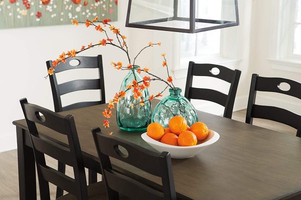 Ashley Rokane dining table set with 6 upholstered chairs