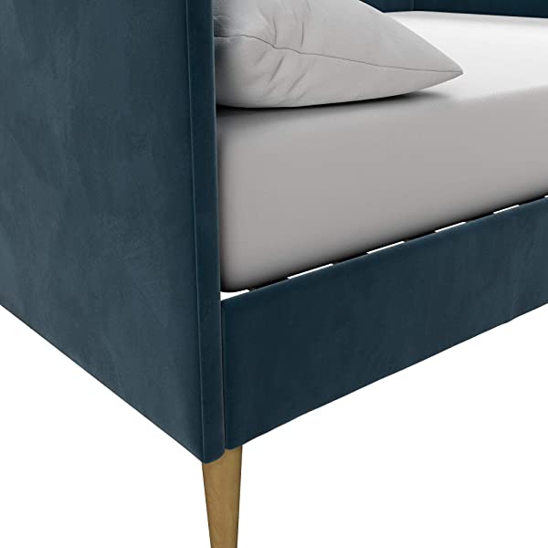 DHP Franklin Mid Century Upholstered Daybed, Sofa Bed, Twin Size Frame, Tan Linen Linen Twin Tan