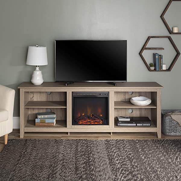 Walker Edison Wren Classic 4 Cubby TV Stand for TVs up to 65 Inches, 58 Inch, Black Black 58 InchTV Stand