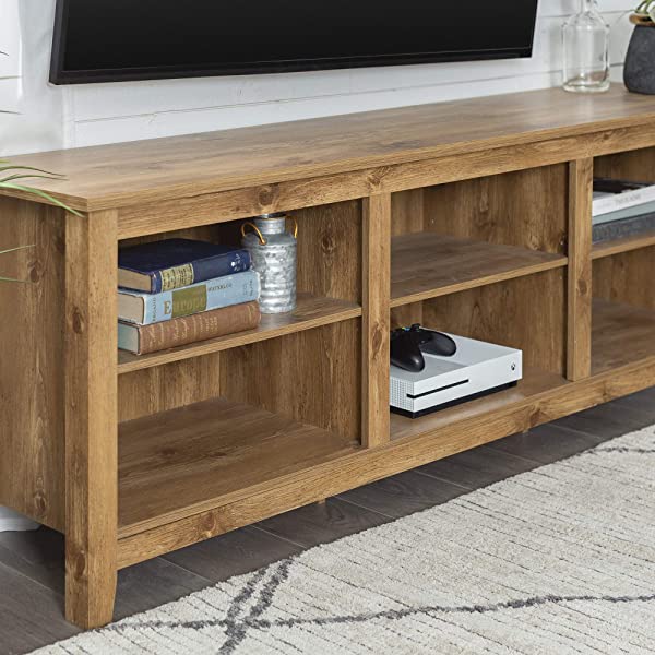 Walker Edison Wren Classic 4 Cubby TV Stand for TVs up to 65 Inches, 58 Inch, Black Black 58 InchTV Stand
