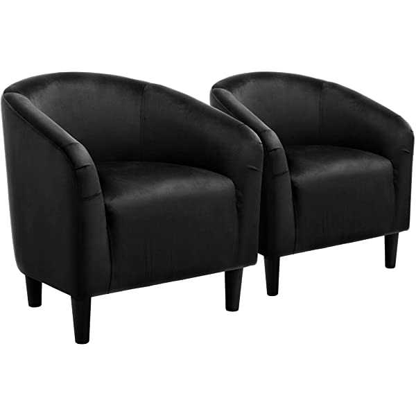 Yaheetech Set of 2 Modern Style Accent Barrel Chair Upholstered Chair Arm Chair Club Chair for Living Room Bedroom Reception Room Office Ivory