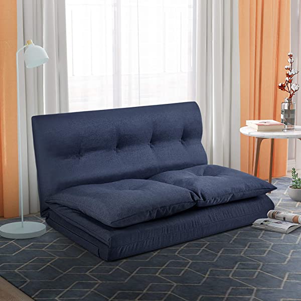 Harper&Bright Designs Folding Lazy Sofa Floor Chaise Lounge Chair Futon with Back Support, Beige