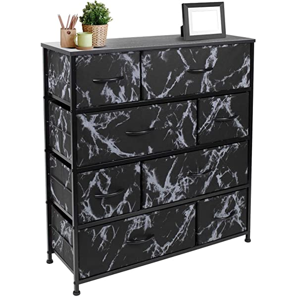 Sorbus Dresser with 8 Drawers - Furniture Storage Chest Tower Unit for Bedroom, Hallway, Closet, Office Organization - Steel Frame, Wood Top, Easy Pull Fabric Bins (White)