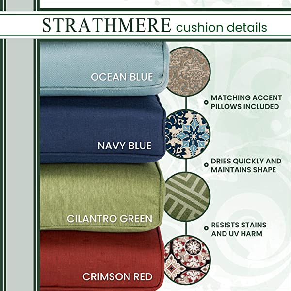 Hanover Strathmere 6-Piece Outdoor Patio Conversation Set, 2 Side Chairs with Ottomans, Loveseat and Tempered Glass Coffee Table, with Hand-Woven Wicker and Thick Cilantro Green Cushions, STRATHMERE6PC