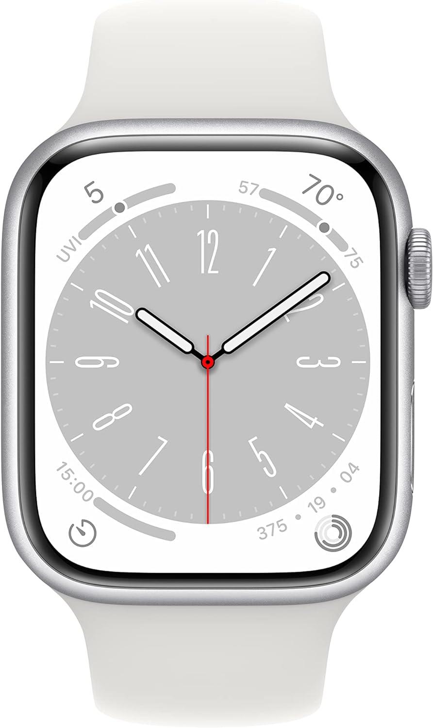 Apple Watch Series 8 (GPS) Smartwatch - (Product) Aluminum Case with (Product) Sport Band - Regular. Fitness tracker, blood oxygen and EKG app, waterproof